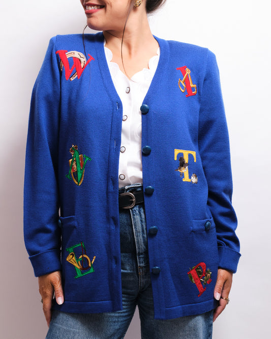 Cardigan Vintage 80s bleu Betty’s