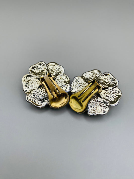 Clips Vintage argentés fleurs