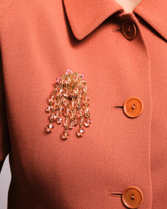 Broche en métal déco verre rose