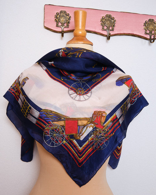 Grand foulard vintage en polyester satiné