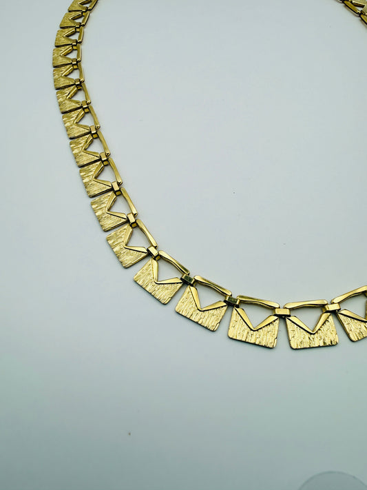 Collier ras-de-cou vintage géométrique doré