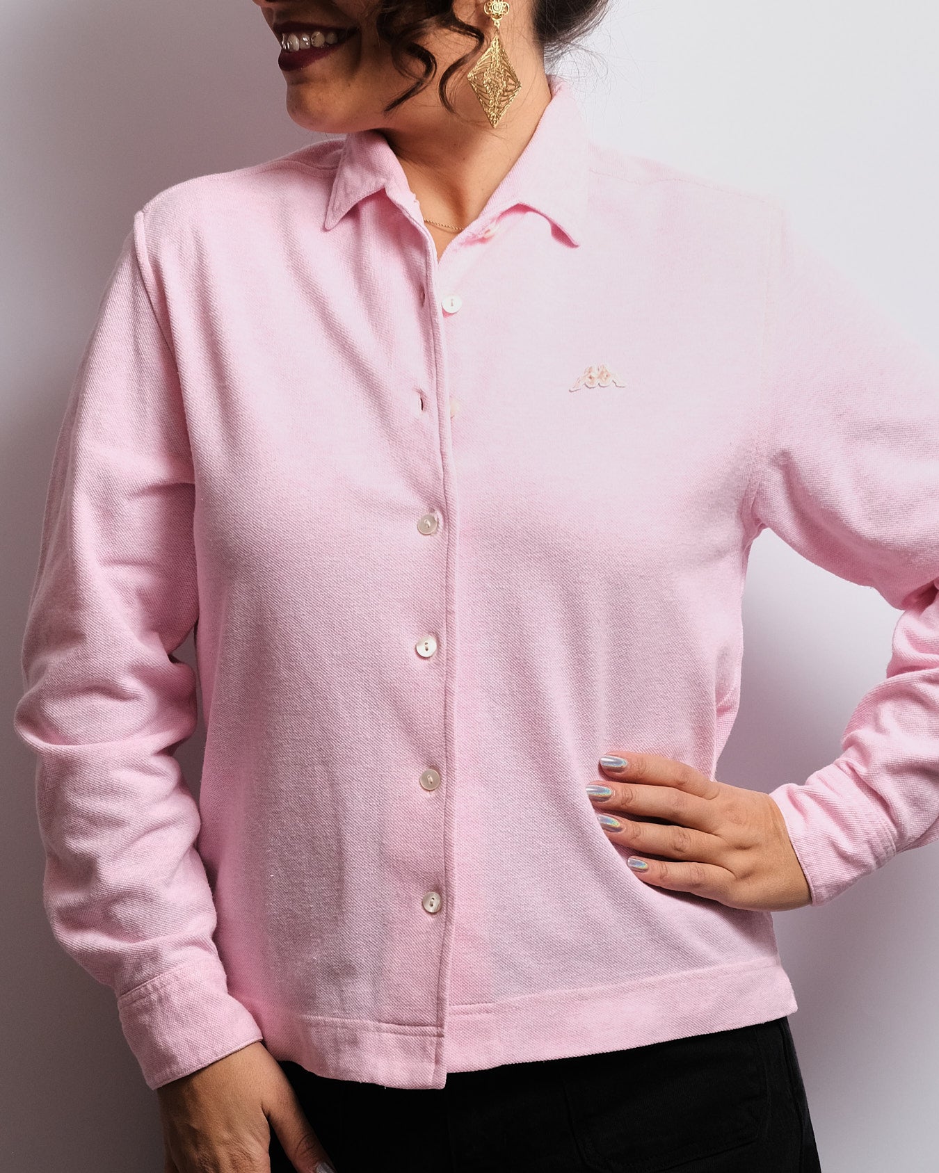 Chemisier vintage Robe di Kappa – Rose pastel (années 80–90)