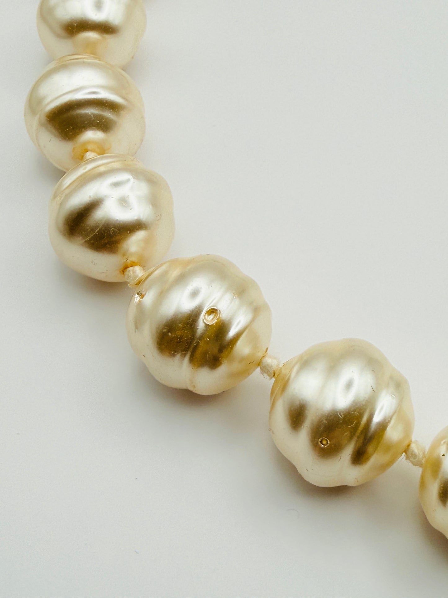 Collier ras de cou vintage à grosses perles nacrées argent 925