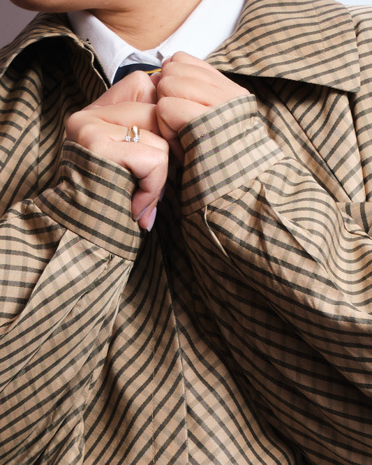 Manteau à carreaux diagonaux – Coupe trapèze – Années 80