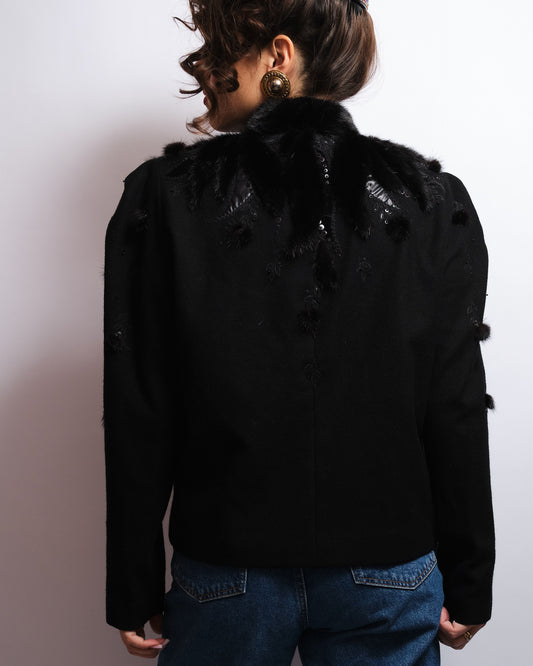 Veste Vintage 80s Laine/fourrure