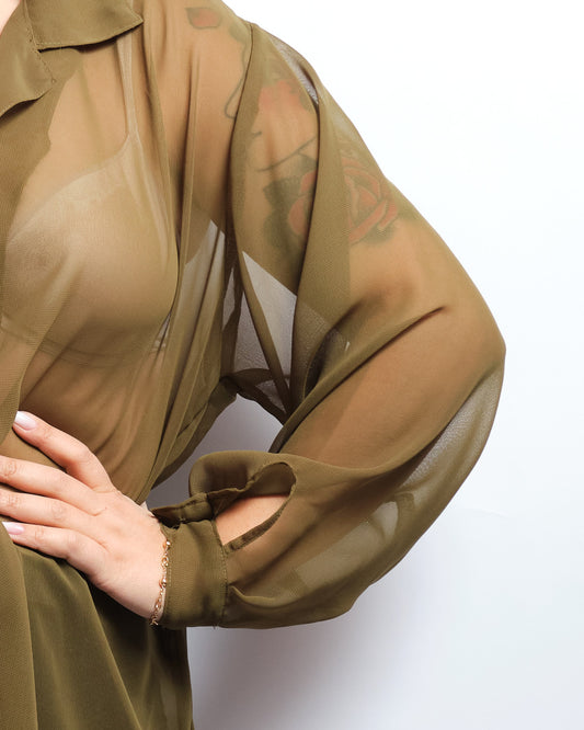 Chemisier vintage transparent 90s – minimal sensuel