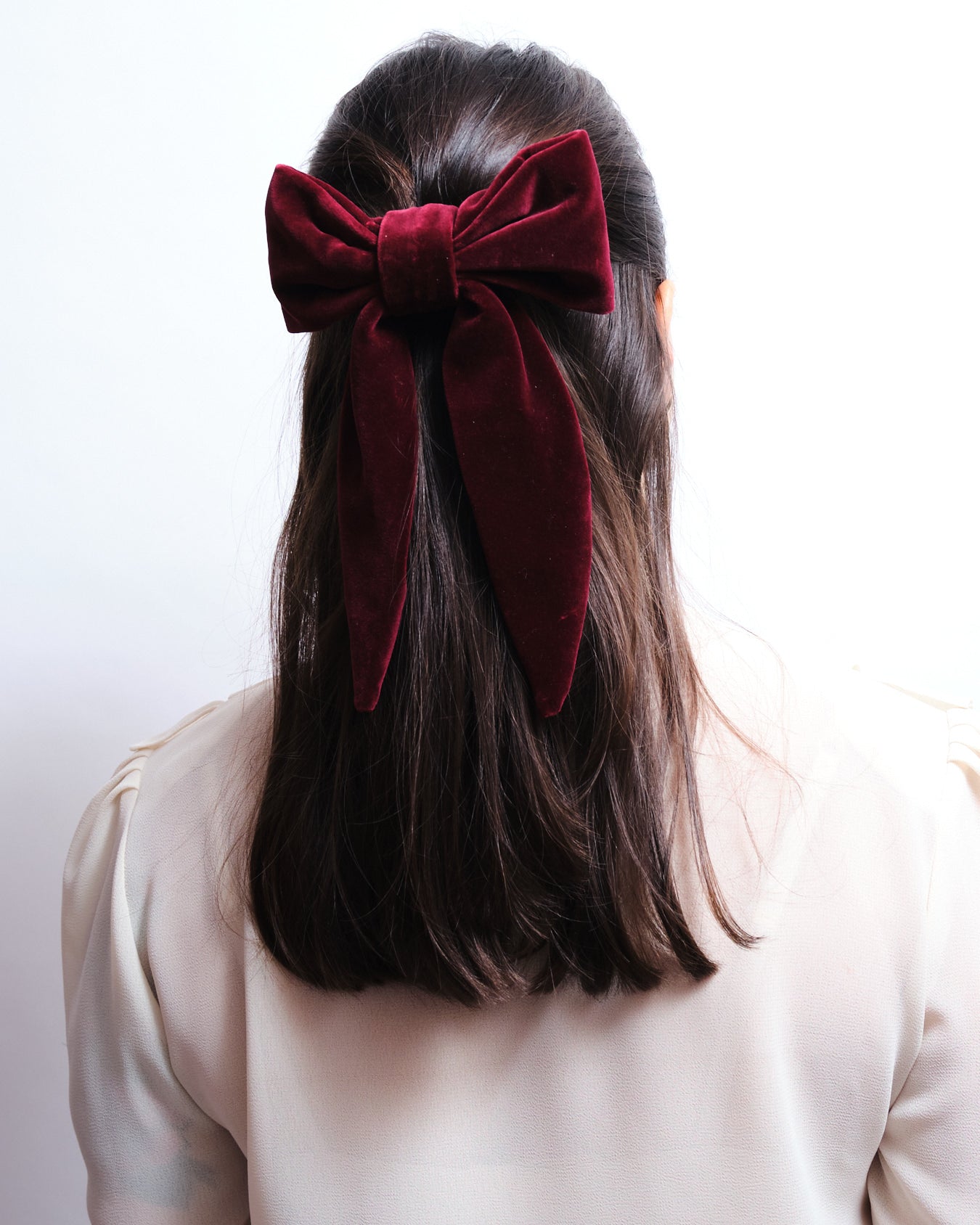 Noeud barrette en velours bordeau