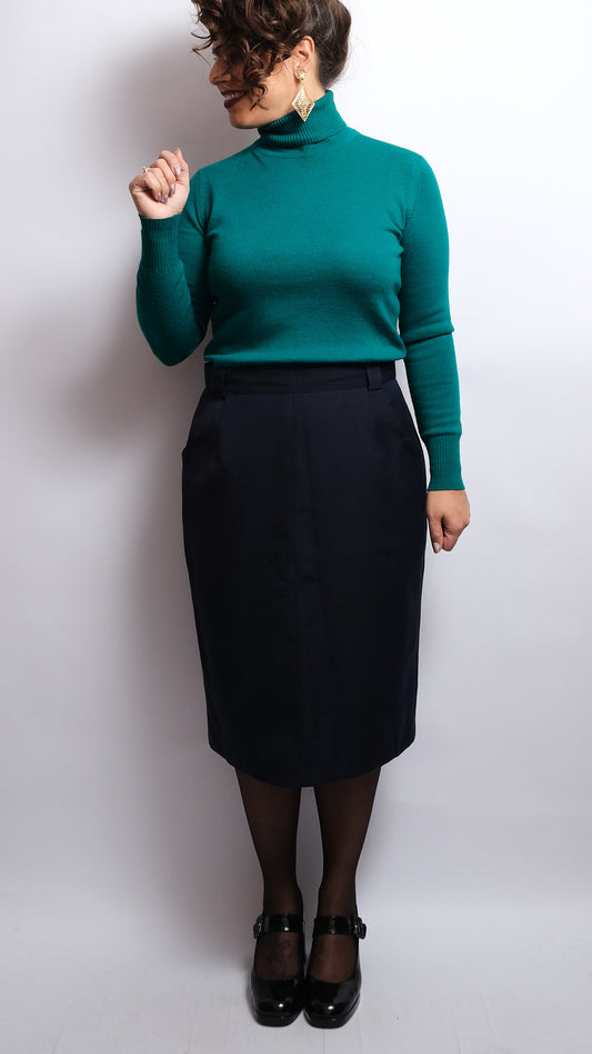 Jupe Droite Vintage Marine – Années 80