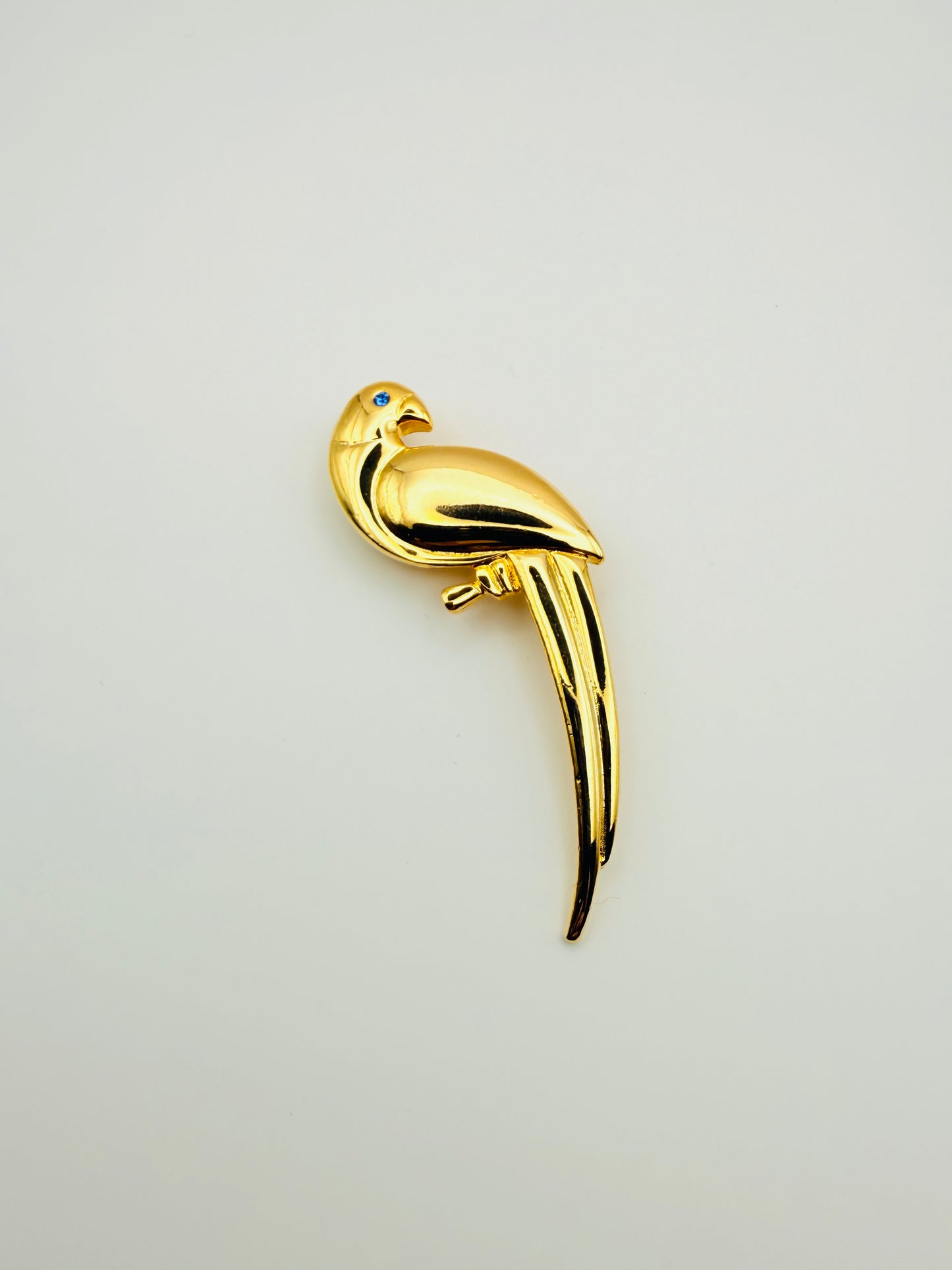 Broche perroquet doré vintage