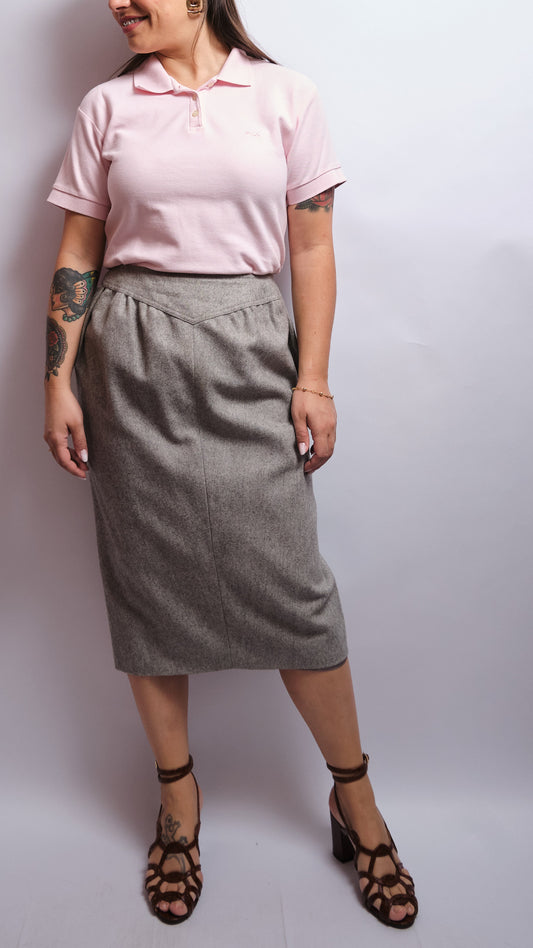 Jupe vintage en laine 80s – fait main, élégance intemporelle