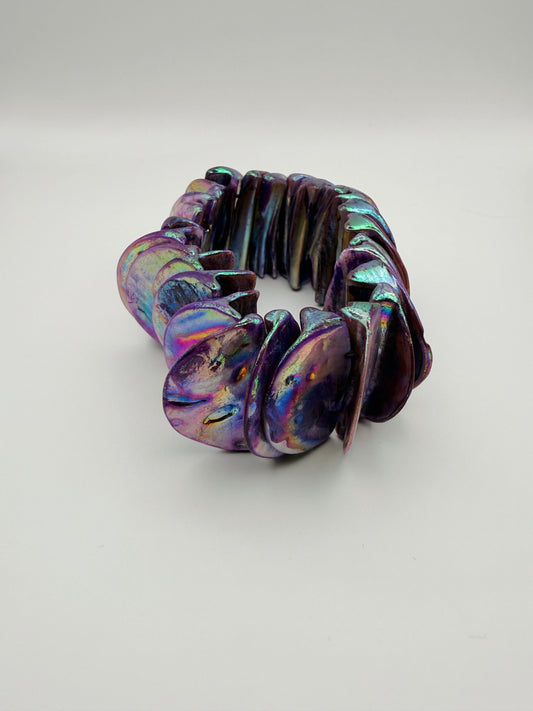Bracelet vintage en nacre irisée