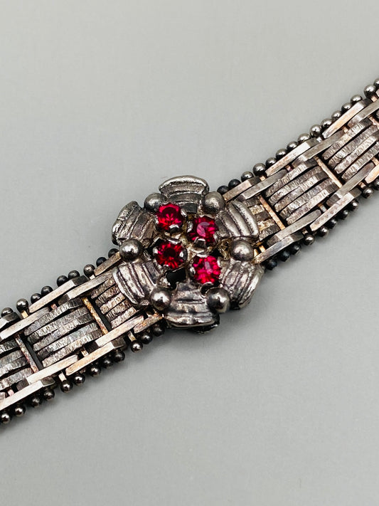 Bracelet vintage en argent 925 et grenats