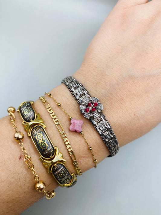 Bracelet vintage en argent 925 et grenats