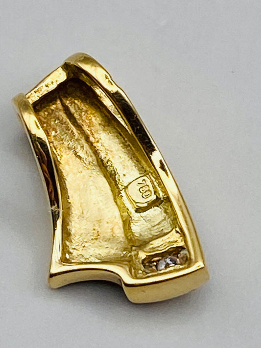 Pendentif graphique vintage en or 18 carats serti de diamants