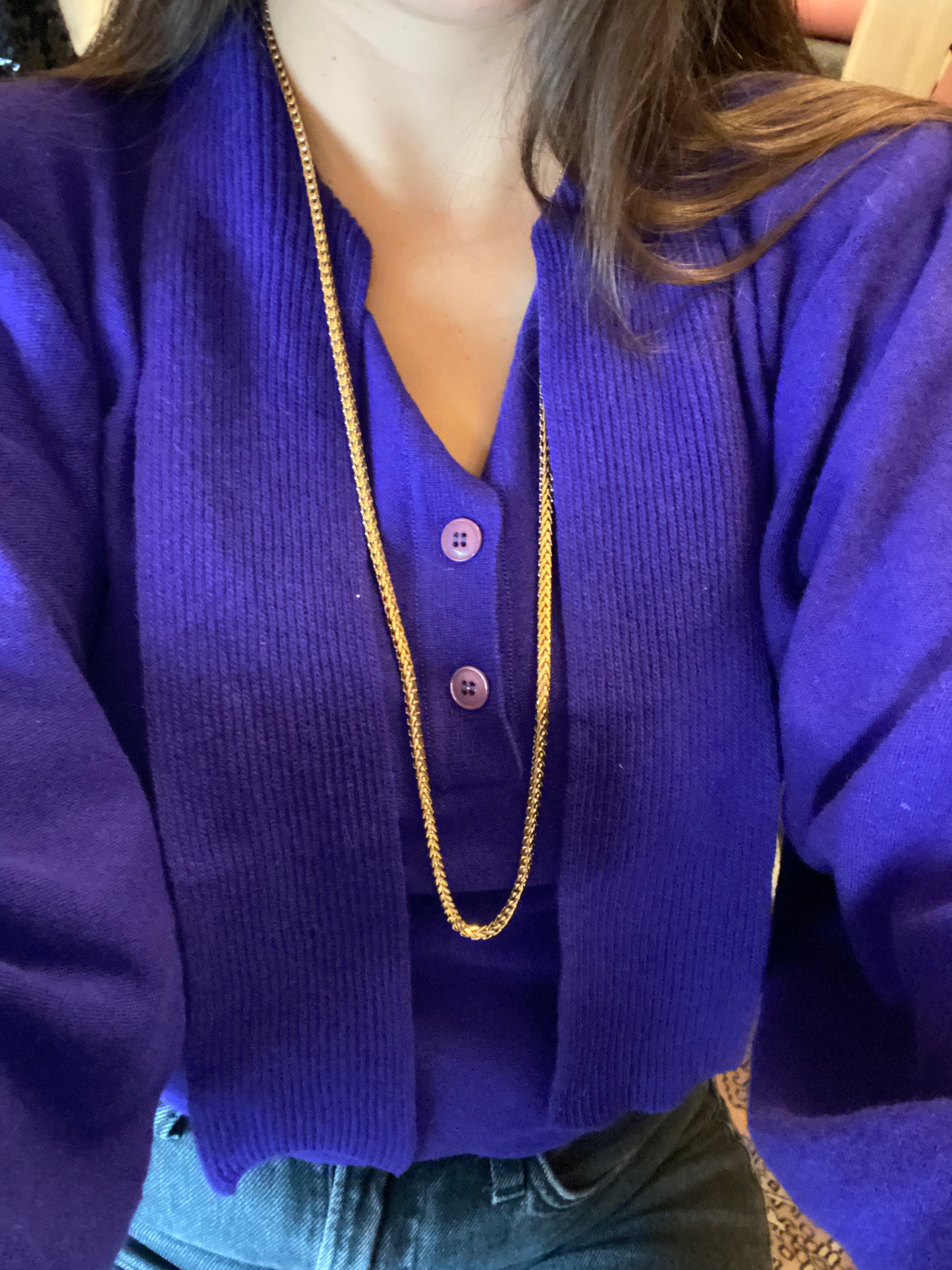 Collier Pierre Lang vintage – longue chaîne maille torsadée dorée