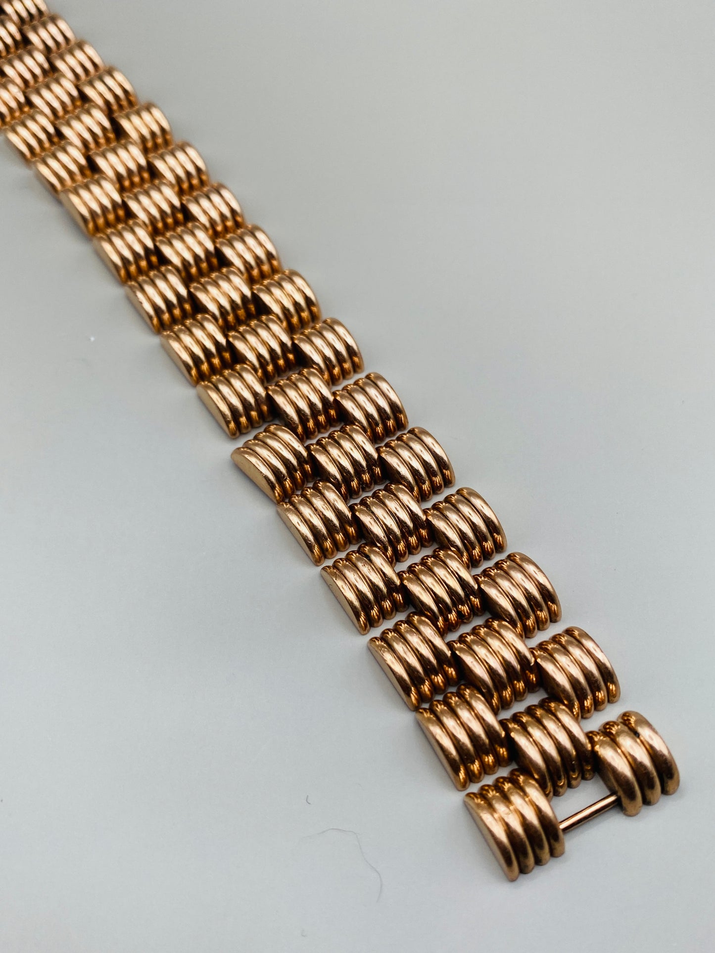 Bracelet vintage à maille large 50s-60s plaqué or