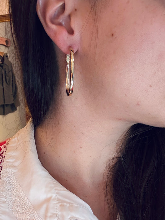 Boucles d’Oreilles Pierre Lang Vintage Dorées — Créoles Sculpturales