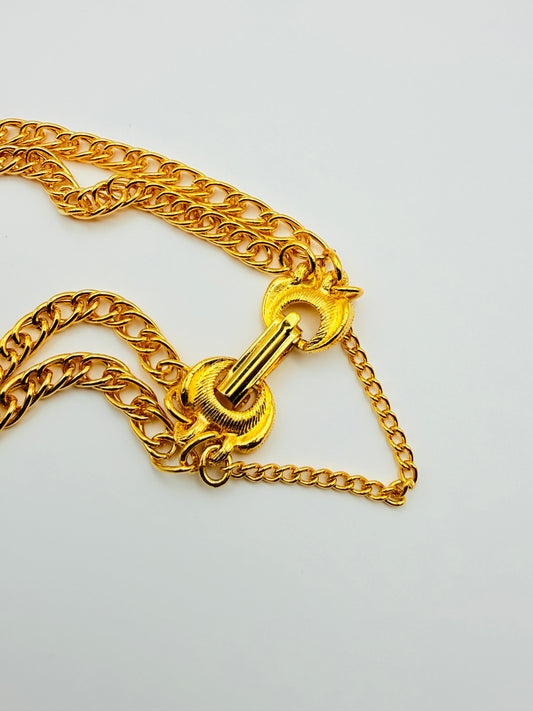 Bracelet gourmette vintage doré à double chaîne
