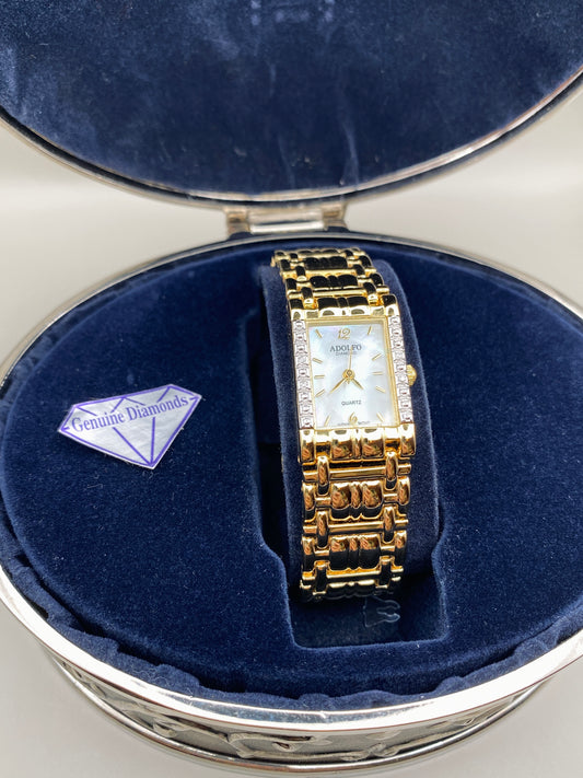 Montre bijou Adolfo Diamond – Cadran nacré & diamants – État neuf