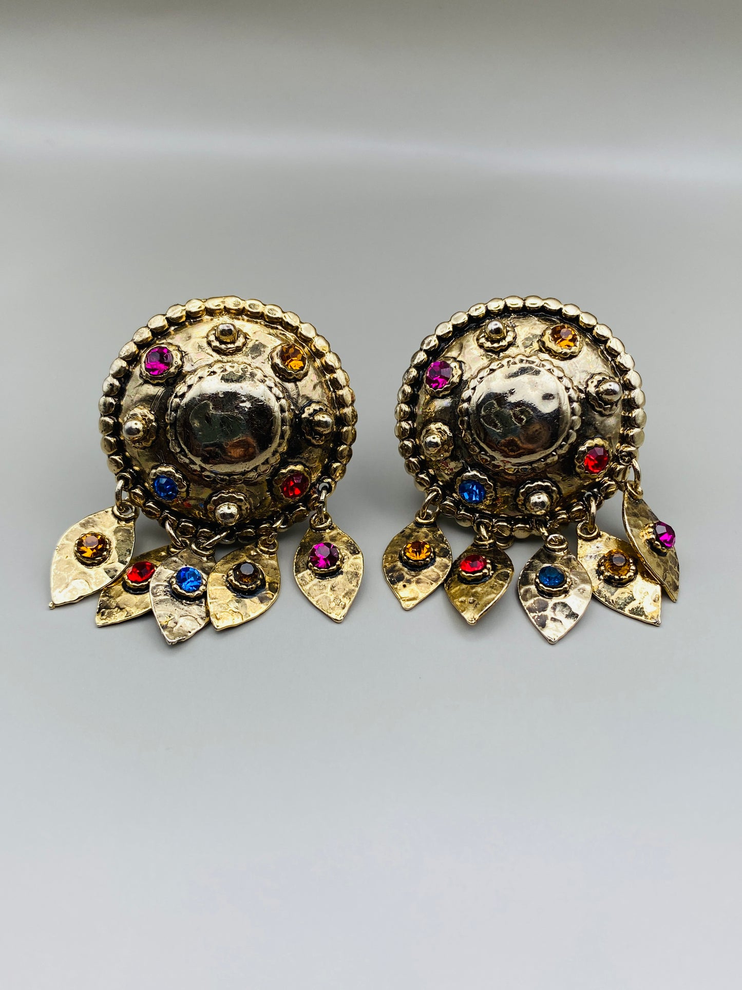 Clips Vintage ronds dorés pampilles