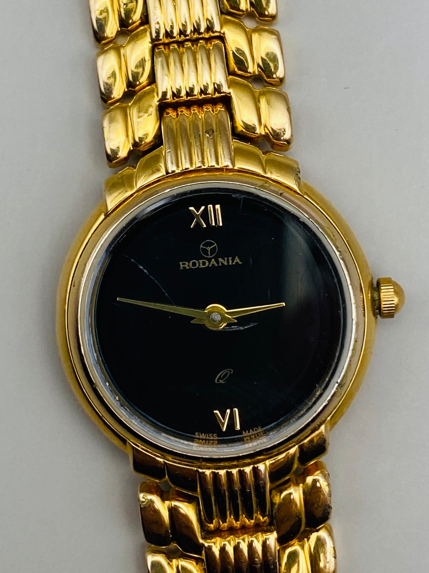 Montre Rodania vintage – montre-bijou dorée à bracelet articulé