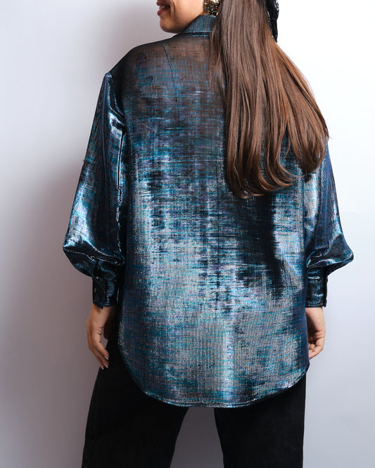 Chemisier vintage irisé transparent – années 90