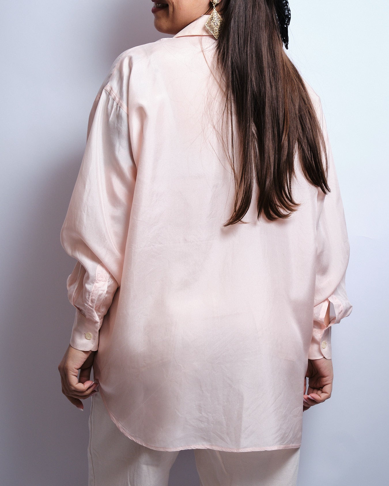Vintage 80s silk shirt – powder pink, flowing cut