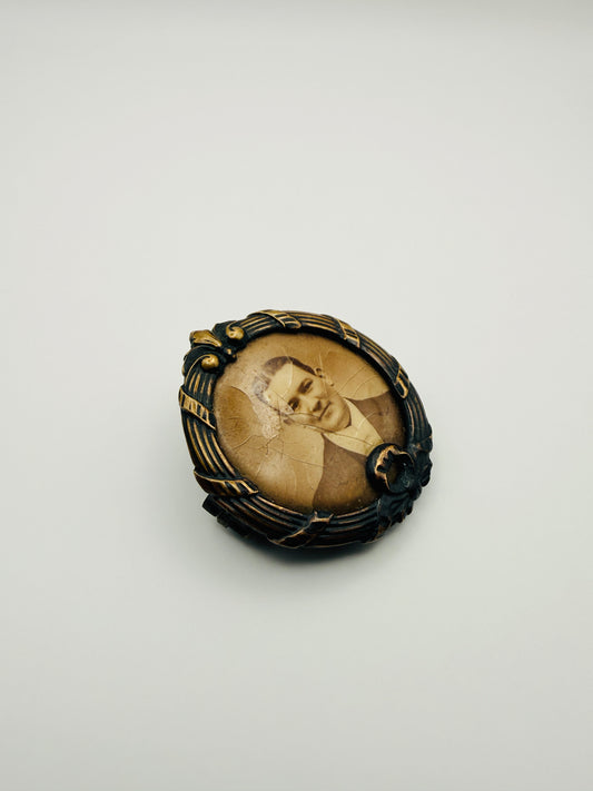 Broche médaillon photo ancienne vintage