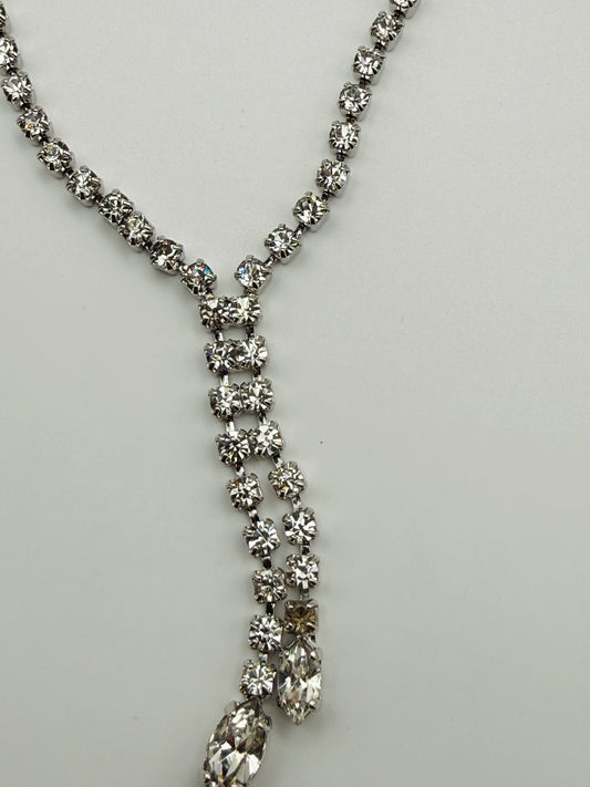 Collier rivière de strass & clips assortis vintage années 1960