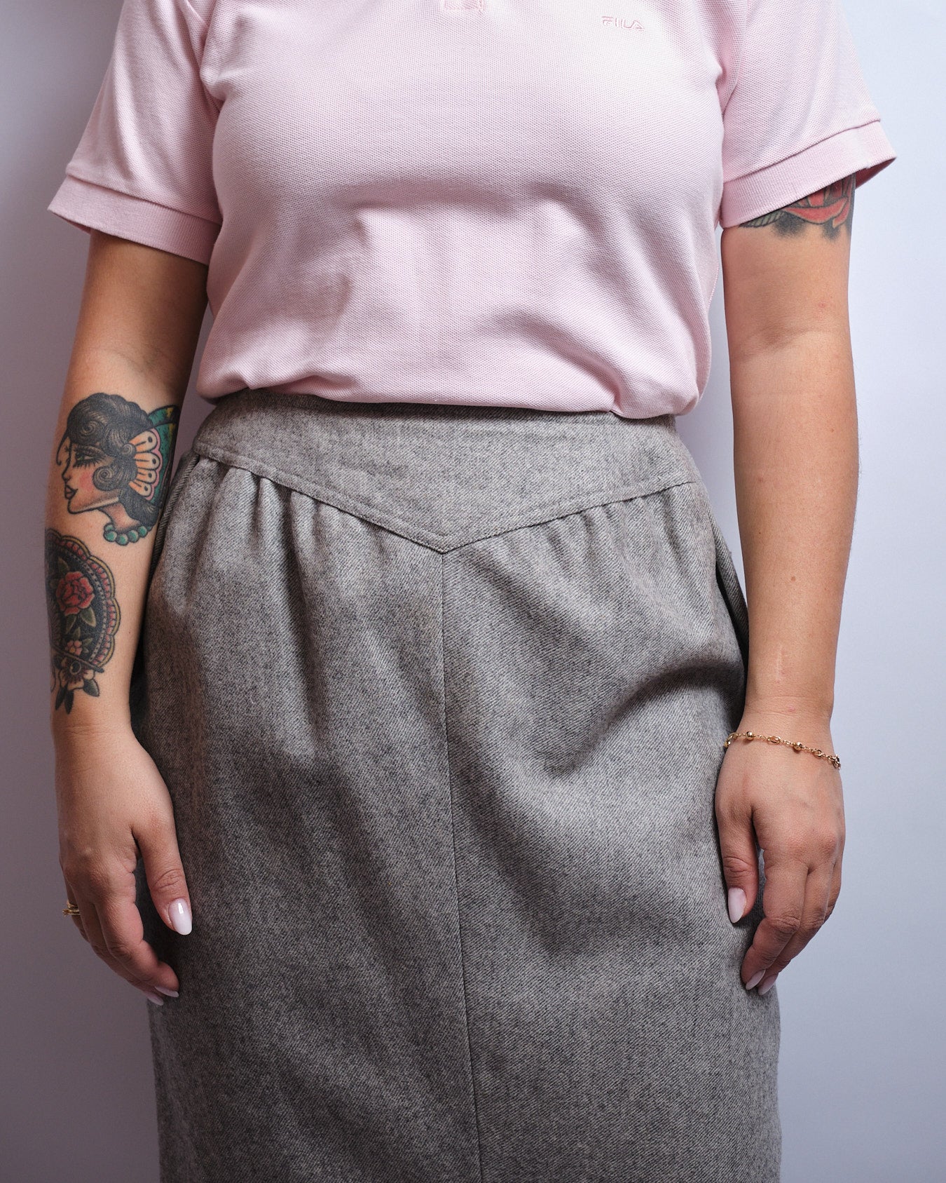 Jupe vintage en laine 80s – fait main, élégance intemporelle