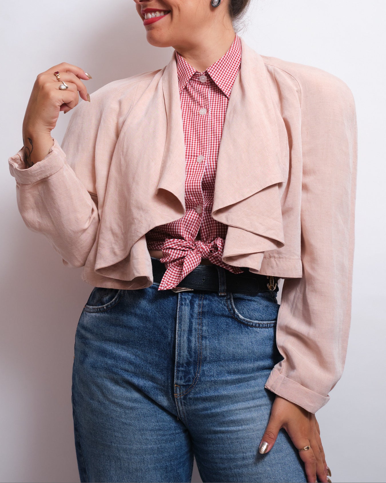 Veste 80s rose poudré