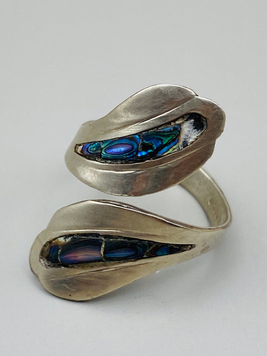 Bague vintage en argent massif 925 - nacre abalone