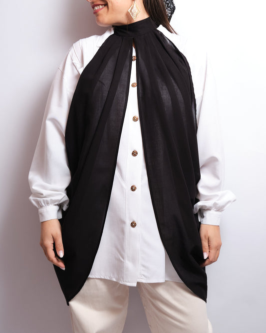 Col cape vintage noir – accessoire modulable, esprit couture fait main