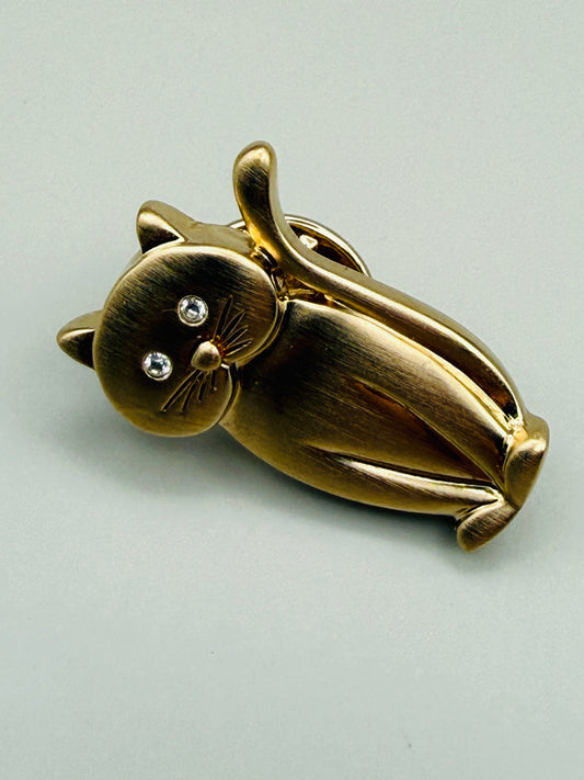 Pin’s / Broche Pierre Lang Vintage — Petit Chat Doré (années 80-90)