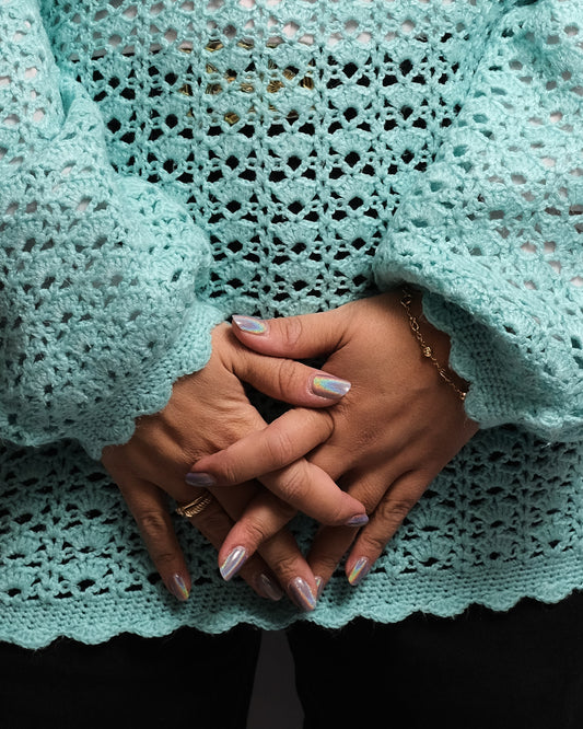 Pull fait Main – Vintage – Menthe