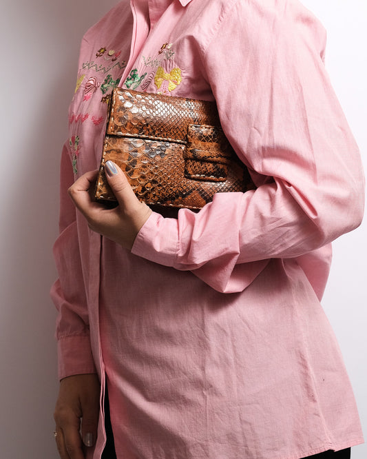 Sac à main vintage en serpent véritable – travail artisanal, années 70