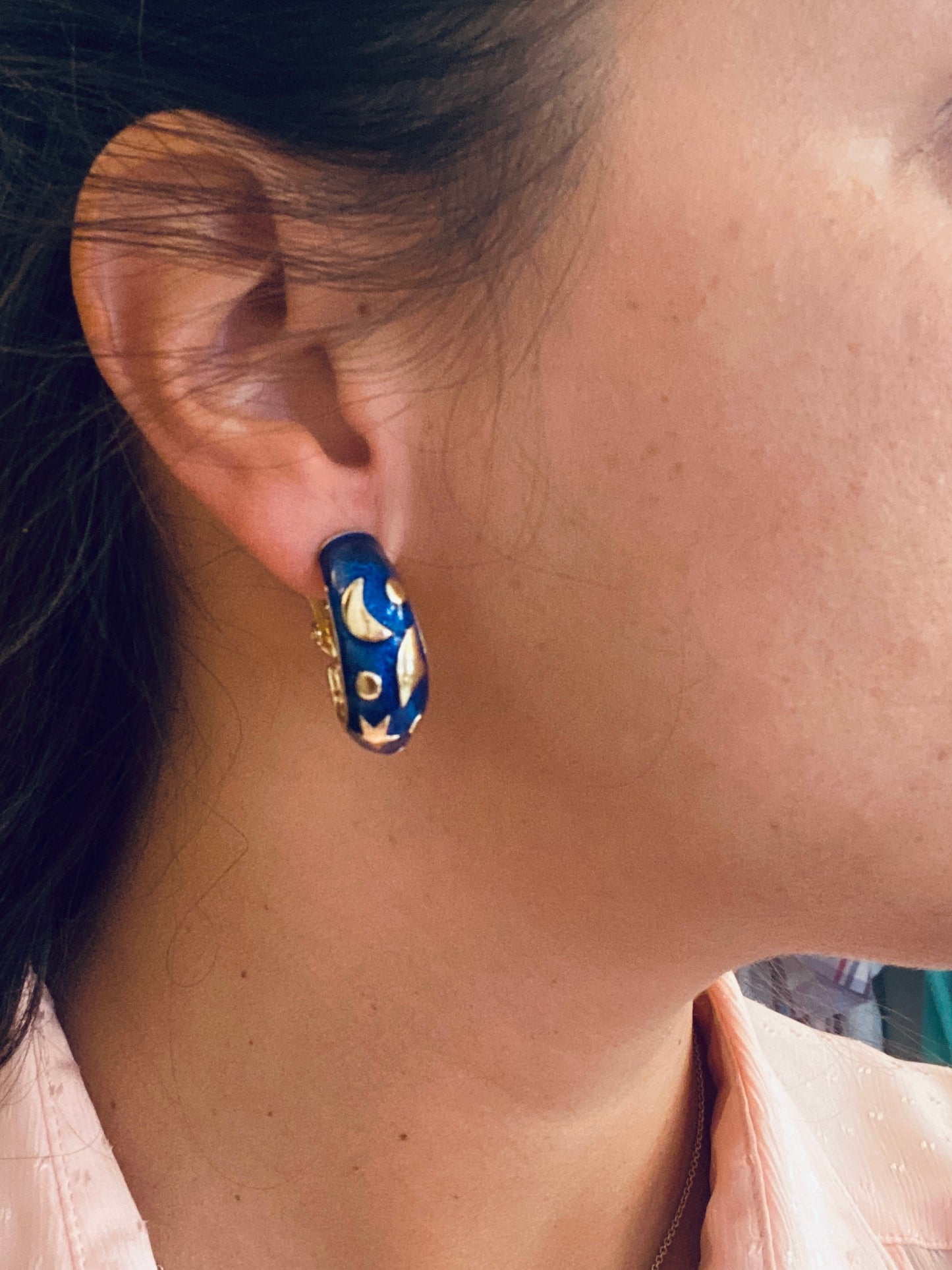 Clips Vintage dorés émaillés 90s