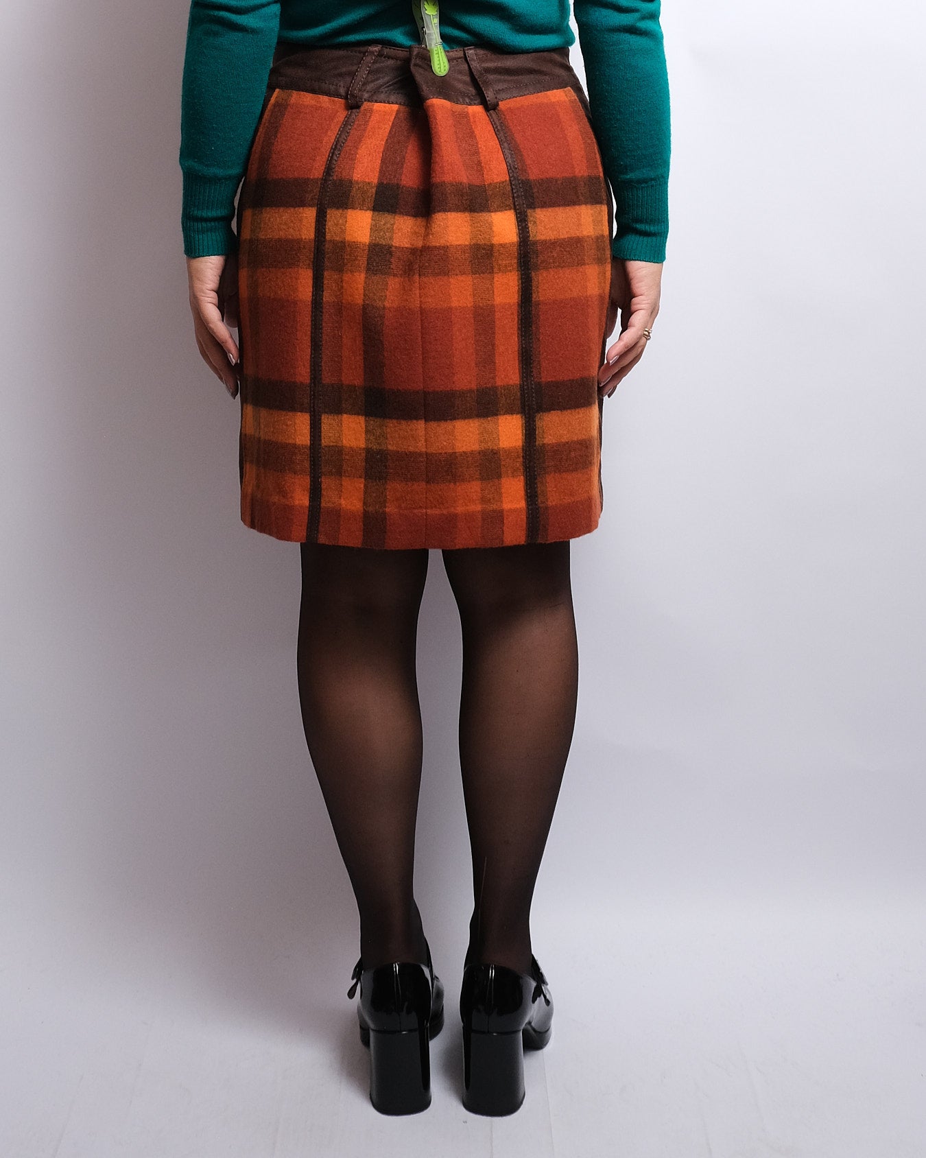 Jupe Vintage en Laine – Motif Carreaux Automnaux