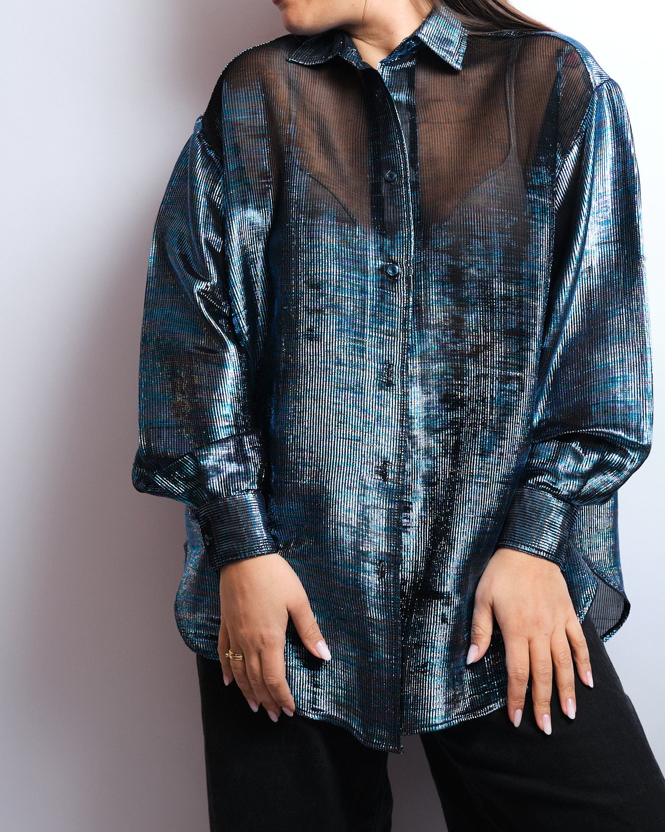 Chemisier vintage irisé transparent – années 90