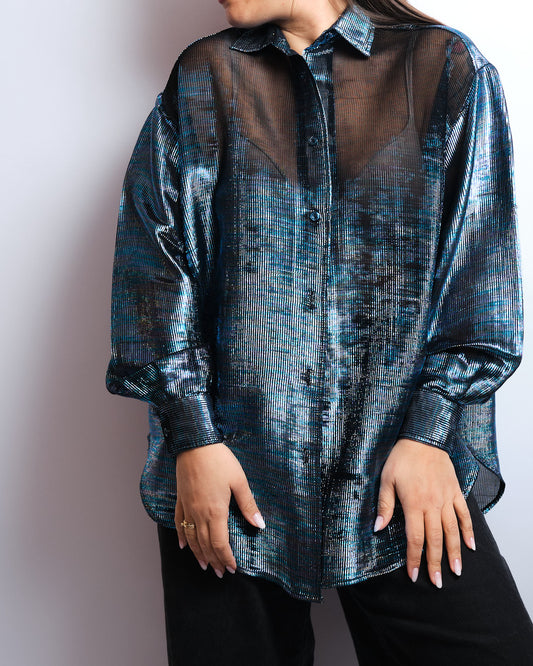 Chemisier vintage irisé transparent – années 90
