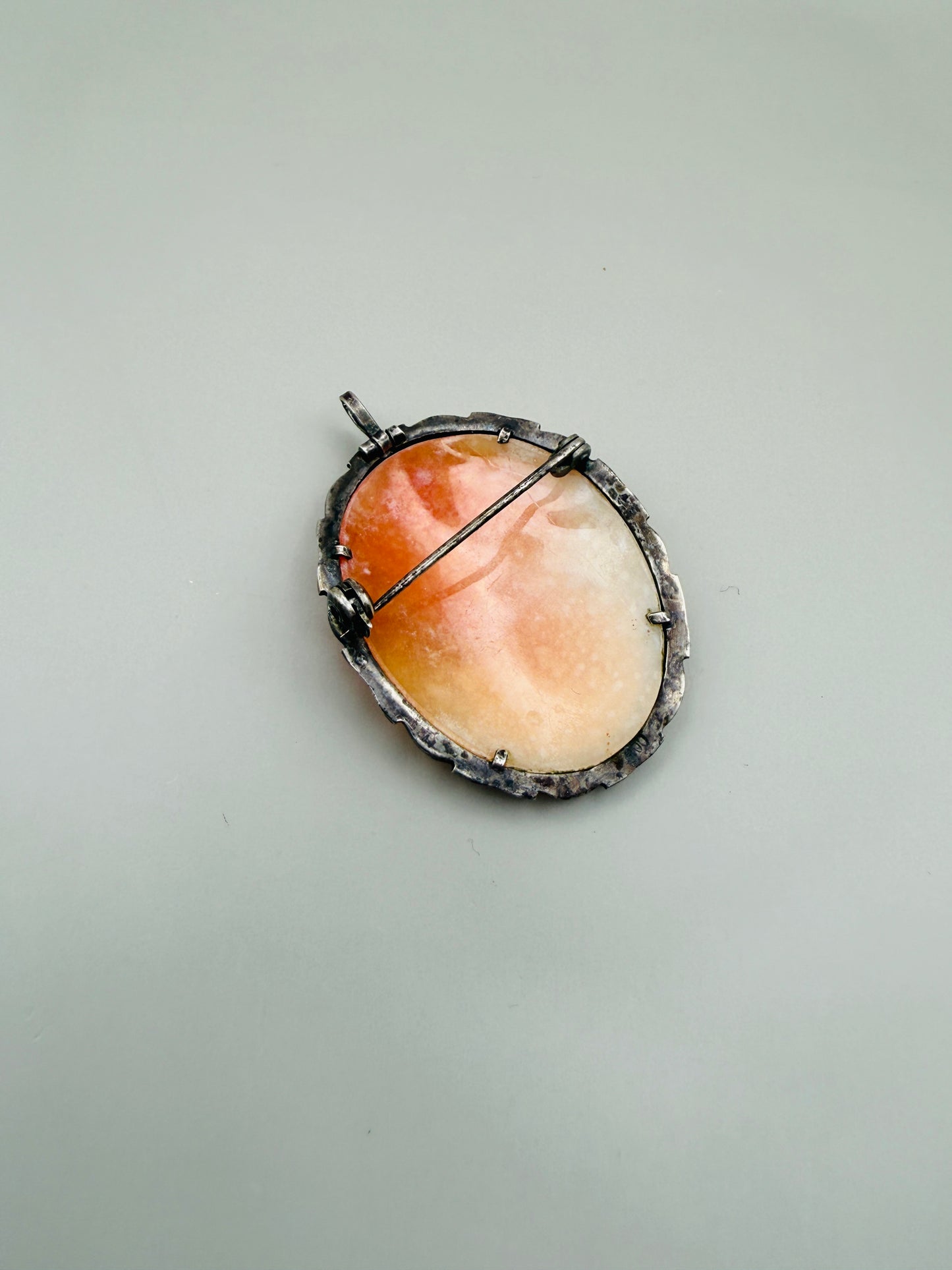 Antique carved shell cameo – 800 silver mount