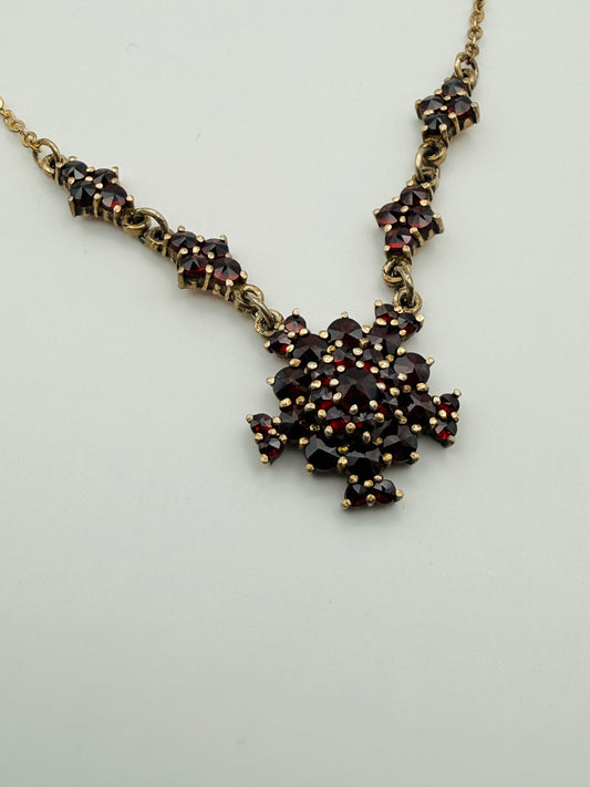 Collier vintage aux grenats rouge profond vermeil