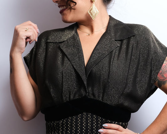 Robe Christian Dior en Soie – Années 80 – Noir & Or