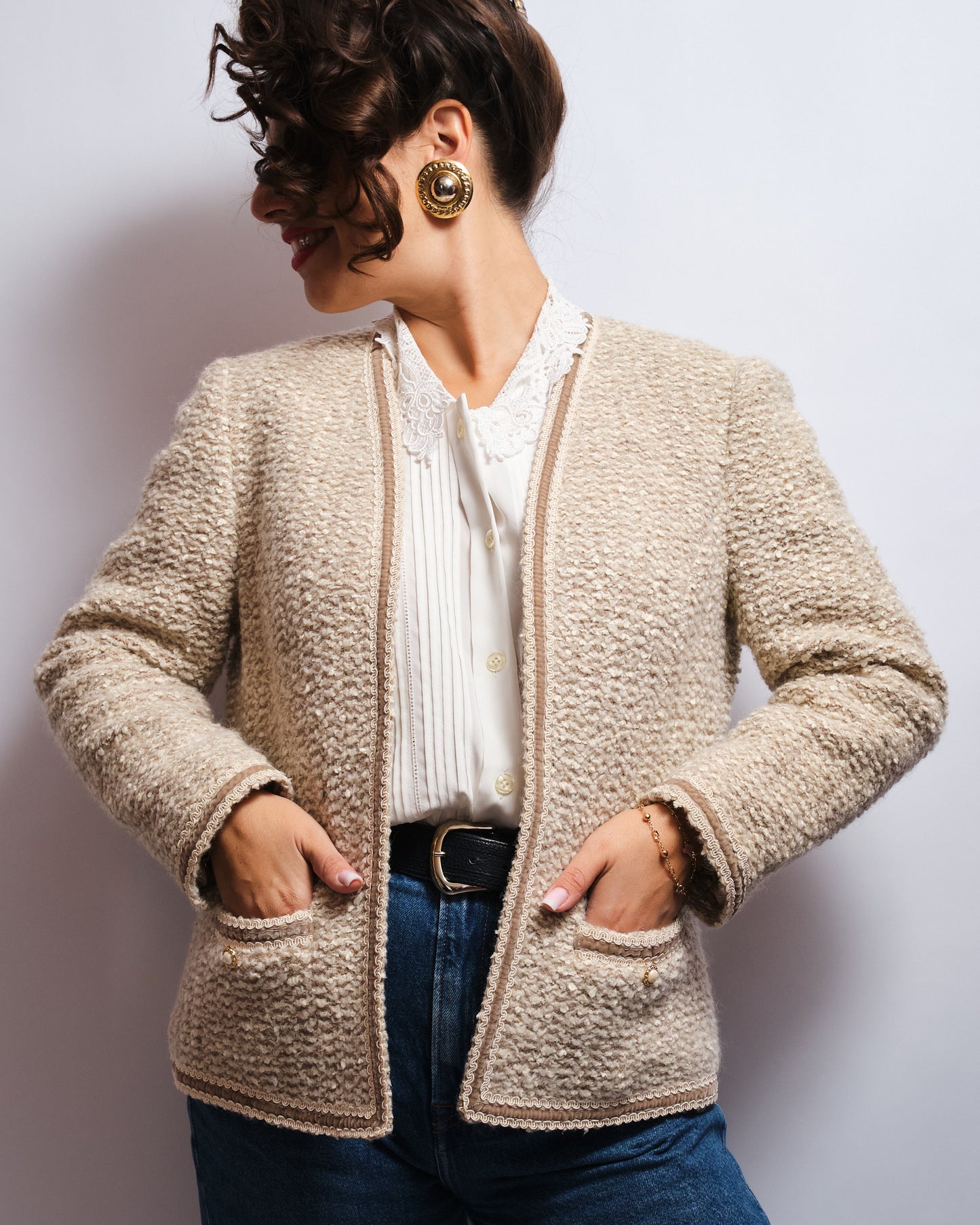 Cardigan Vintage 80s Rose Bertin