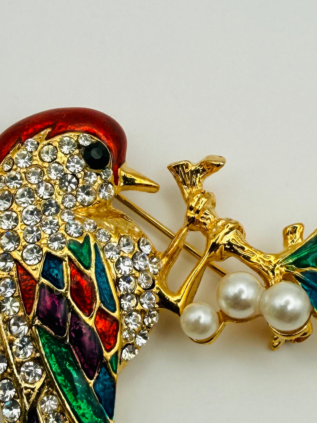 Broche vintage perroquet