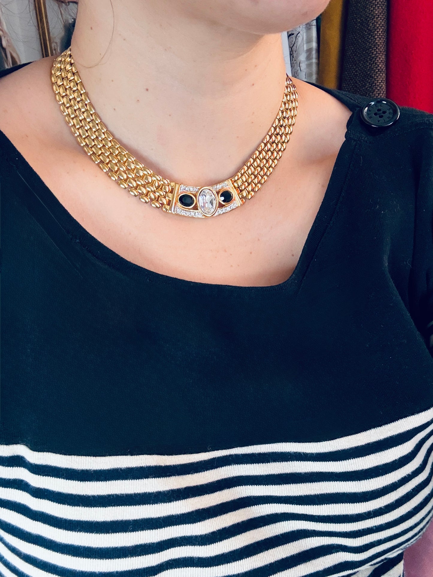 Vintage gold-plated multi-row necklace – jewelry look