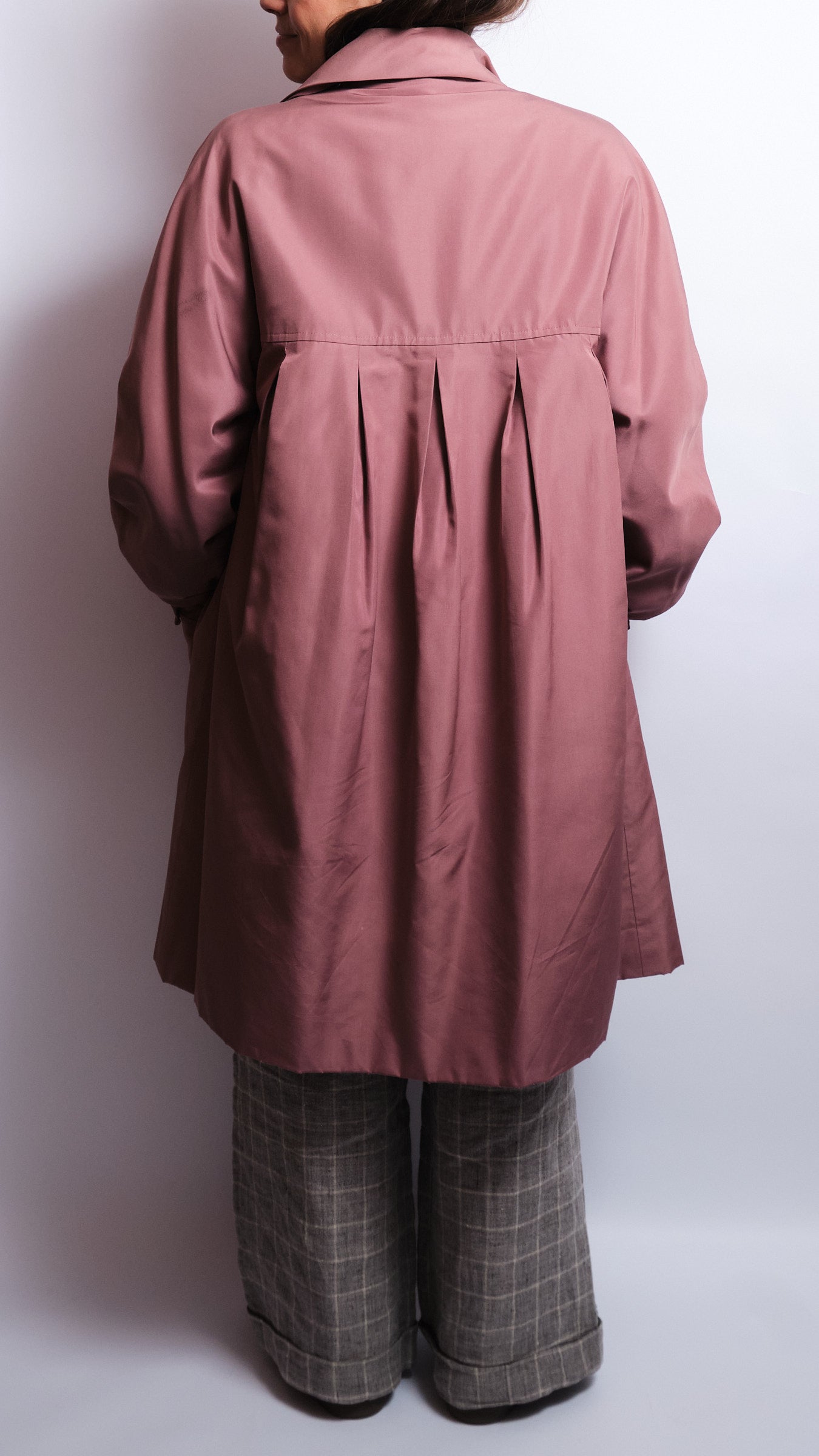 Manteau fluide rose antique – Manches bouffantes – Années 80