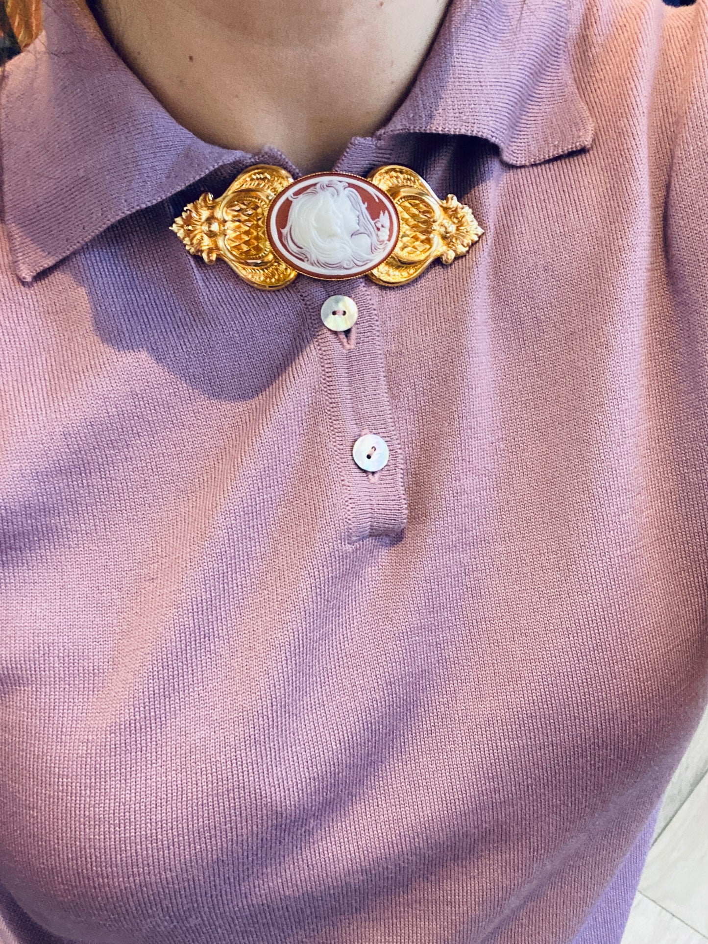 Vintage Baroque Cameo Brooch – Le De Gaspar, Italy