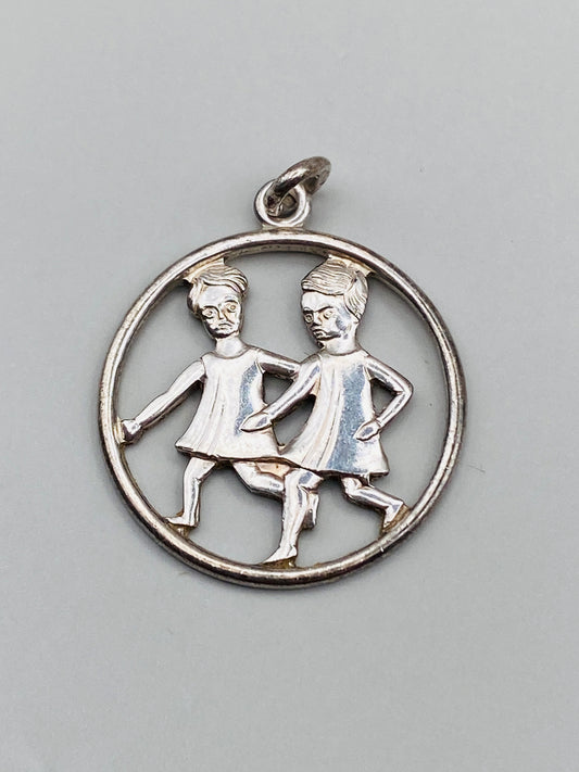 Pendentif vintage « Gémeaux » – Argent 800