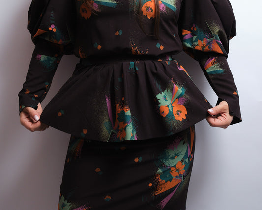 Ensemble vintage 3 pièces fait main 80s – pièce unique de couturière